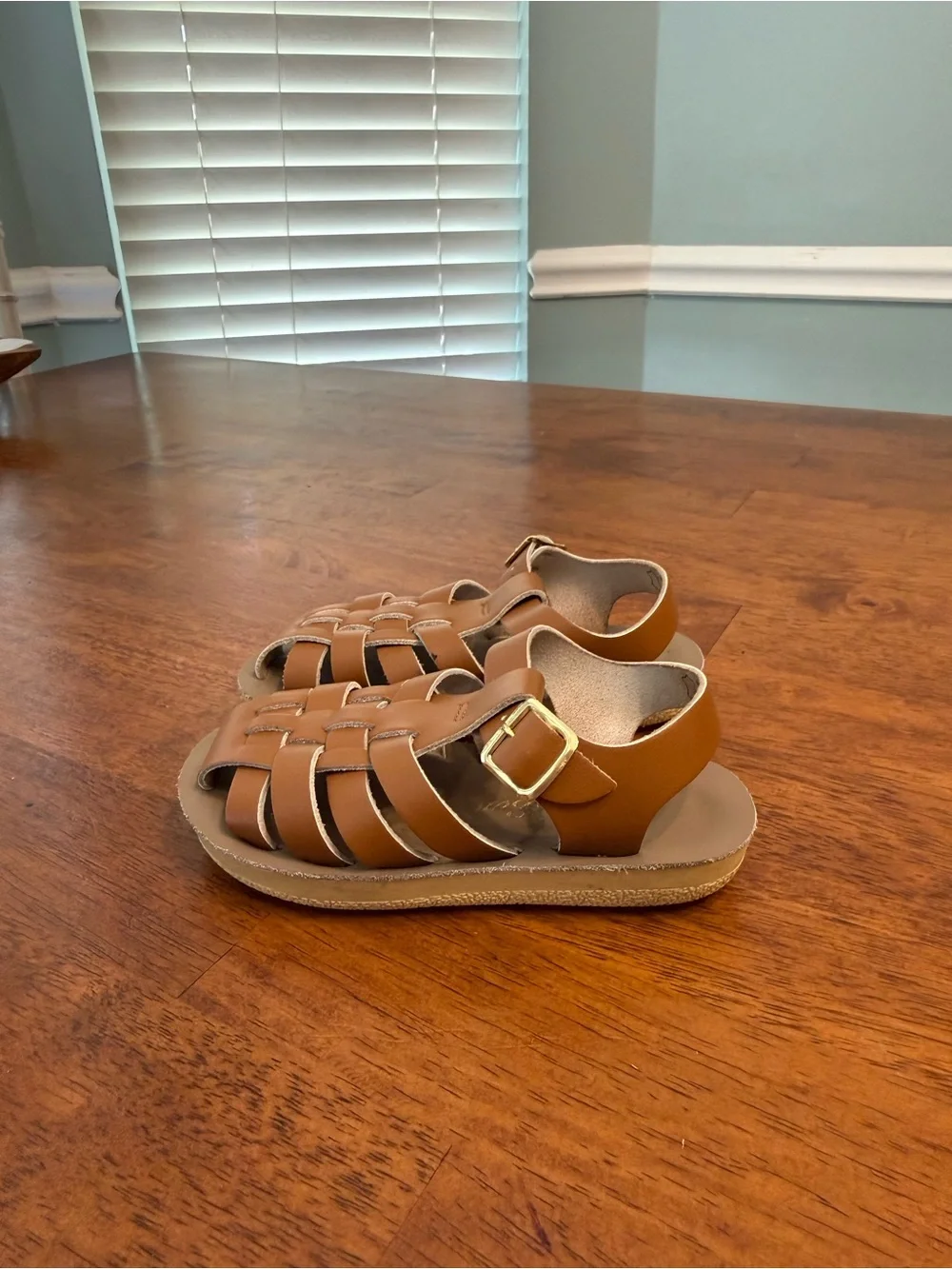 Salt Water Sandals Sun-San Sailor Tan Leather Kids Toddler Fisherman Shoes 8